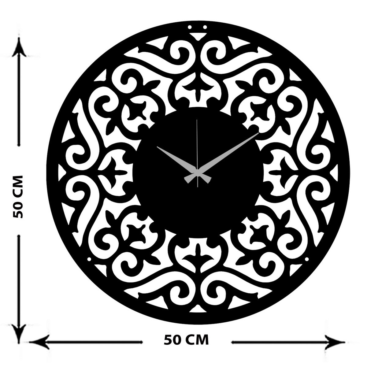 Orologio da Parete Barocco, Nero, Metallo, 50x0,15x50 cm, DESIGN MANIA