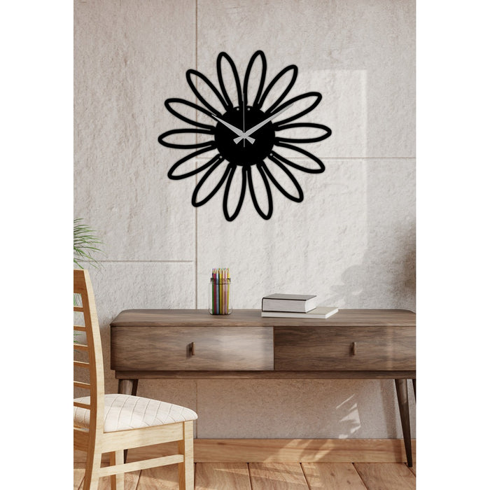 Orologio da Parete Margherita, Nero, Metallo, 40x0,15x39 cm, DESIGN MANIA
