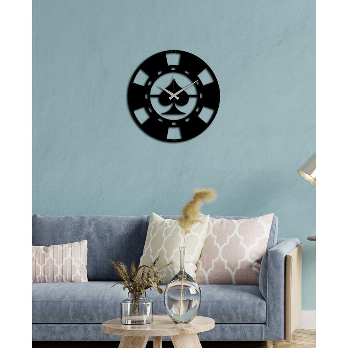 Orologio da Parete Pocker, Nero, Metallo, 50x0,15x50 cm, DESIGN MANIA