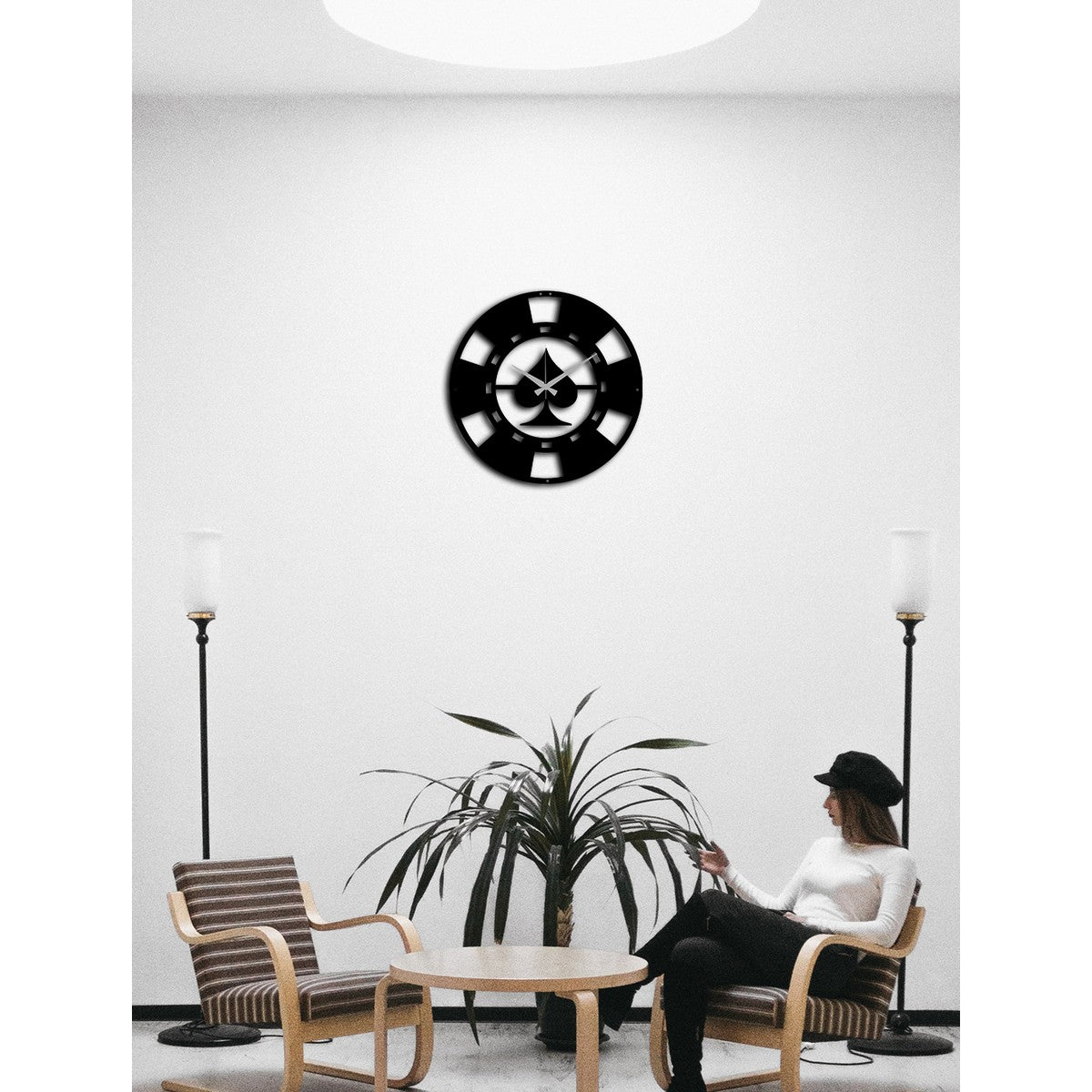 Orologio da Parete Pocker, Nero, Metallo, 50x0,15x50 cm, DESIGN MANIA