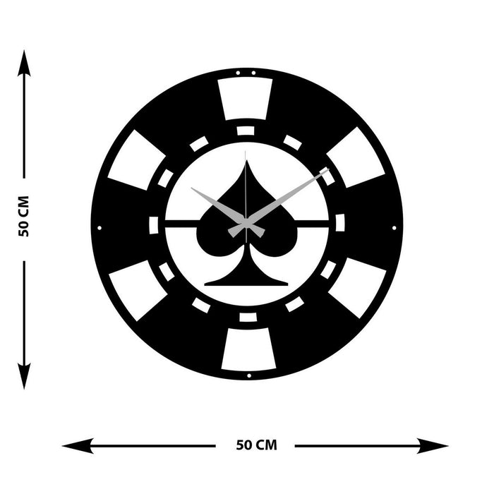 Orologio da Parete Pocker, Nero, Metallo, 50x0,15x50 cm, DESIGN MANIA