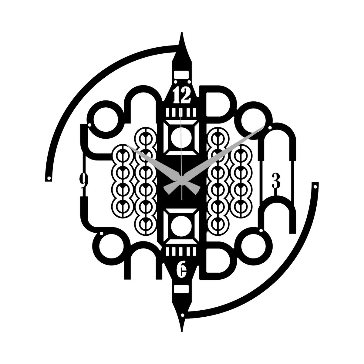 Orologio da Parete Londra, Nero, Metallo, 50x0,15x55 cm, DESIGN MANIA