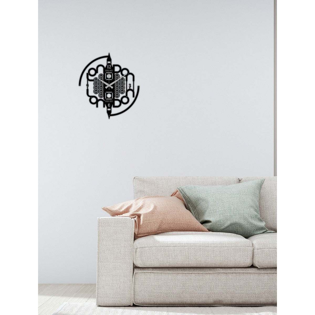 Orologio da Parete Londra, Nero, Metallo, 50x0,15x55 cm, DESIGN MANIA