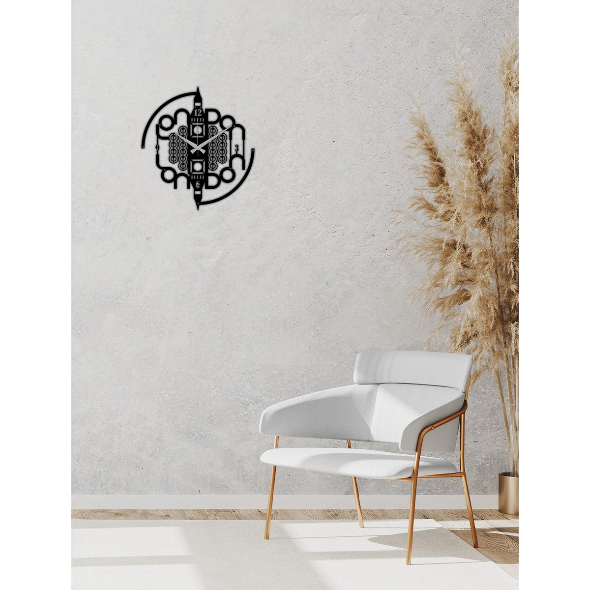 Orologio da Parete Londra, Nero, Metallo, 50x0,15x55 cm, DESIGN MANIA