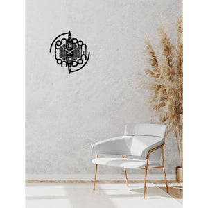 Orologio da Parete Londra, Nero, Metallo, 50x0,15x55 cm, DESIGN MANIA