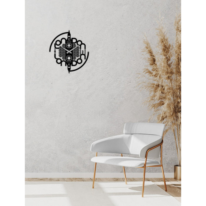 Orologio da Parete Londra, Nero, Metallo, 50x0,15x55 cm, DESIGN MANIA