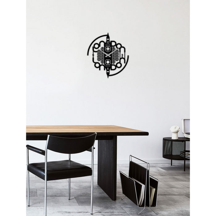 Orologio da Parete Londra, Nero, Metallo, 50x0,15x55 cm, DESIGN MANIA