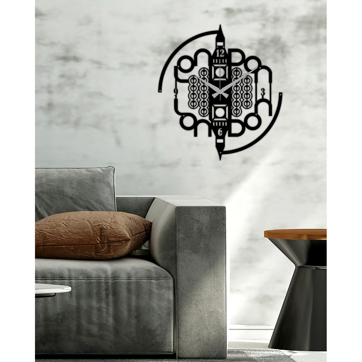 Orologio da Parete Londra, Nero, Metallo, 50x0,15x55 cm, DESIGN MANIA