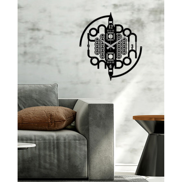 Orologio da Parete Londra, Nero, Metallo, 50x0,15x55 cm, DESIGN MANIA
