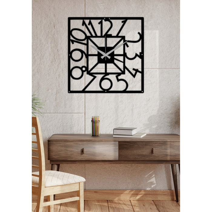 Orologio da Parete Numeri 3, Nero, Metallo, 40x0,15x40 cm cm, DESIGN MANIA