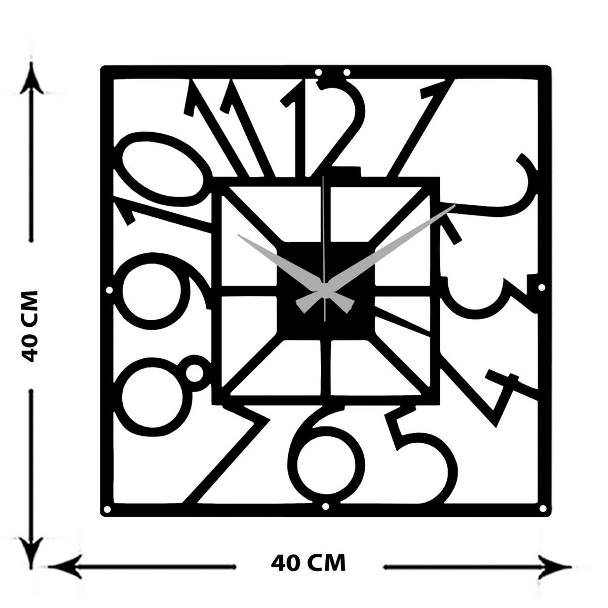Orologio da Parete Numeri 3, Nero, Metallo, 40x0,15x40 cm cm, DESIGN MANIA