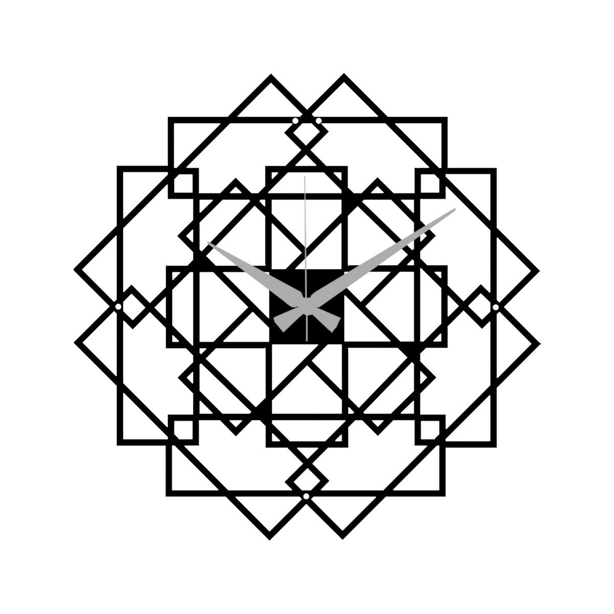 Orologio da Parete Geometrico 12, Nero, Metallo, 50x0,15x50 cm, DESIGN MANIA