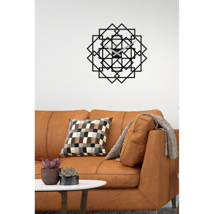 Orologio da Parete Geometrico 12, Nero, Metallo, 50x0,15x50 cm, DESIGN MANIA