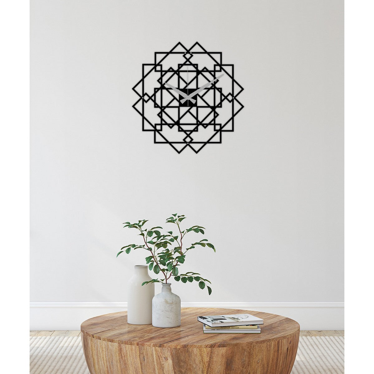 Orologio da Parete Geometrico 12, Nero, Metallo, 50x0,15x50 cm, DESIGN MANIA