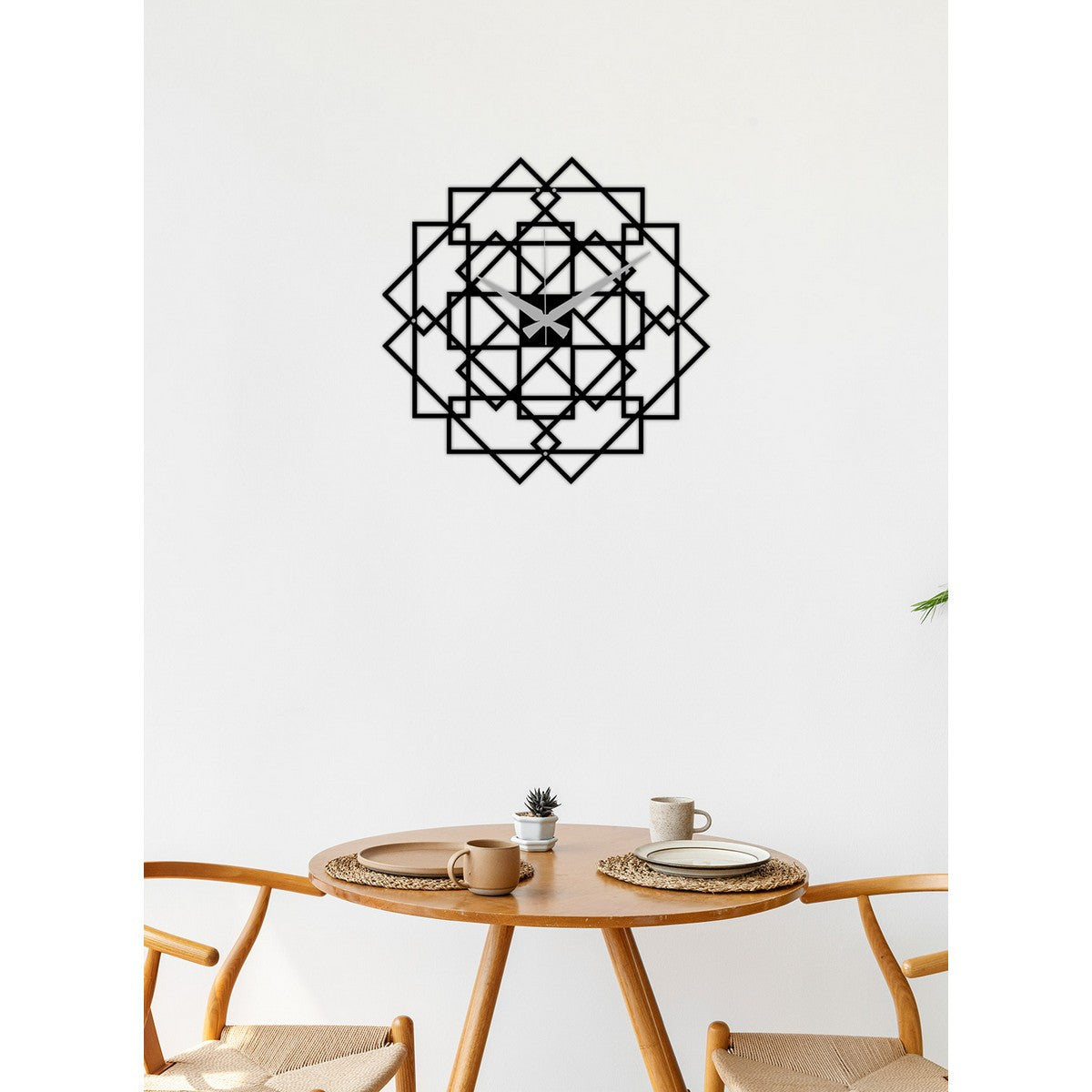 Orologio da Parete Geometrico 12, Nero, Metallo, 50x0,15x50 cm, DESIGN MANIA