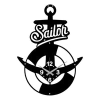 Orologio da Parete Ancora, Nero, Metallo, 36x0,15x50 cm, DESIGN MANIA