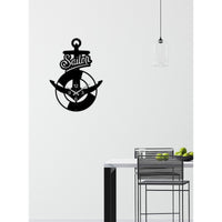 Orologio da Parete Ancora, Nero, Metallo, 36x0,15x50 cm, DESIGN MANIA