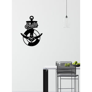 Orologio da Parete Ancora, Nero, Metallo, 36x0,15x50 cm, DESIGN MANIA