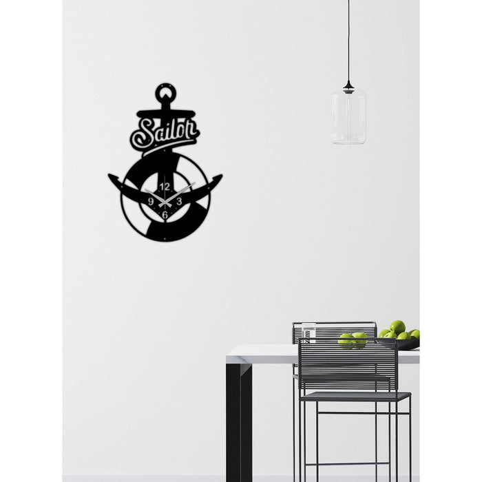 Orologio da Parete Ancora, Nero, Metallo, 36x0,15x50 cm, DESIGN MANIA