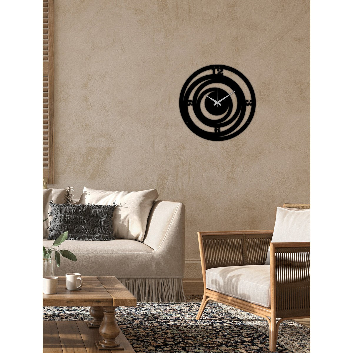 Orologio da Parete Luna, Nero, Metallo, 40x0,15x40 cm cm, DESIGN MANIA