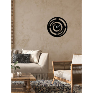 Orologio da Parete Luna, Nero, Metallo, 40x0,15x40 cm cm, DESIGN MANIA