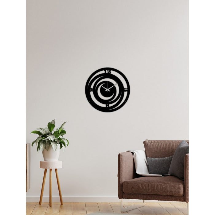 Orologio da Parete Luna, Nero, Metallo, 40x0,15x40 cm cm, DESIGN MANIA