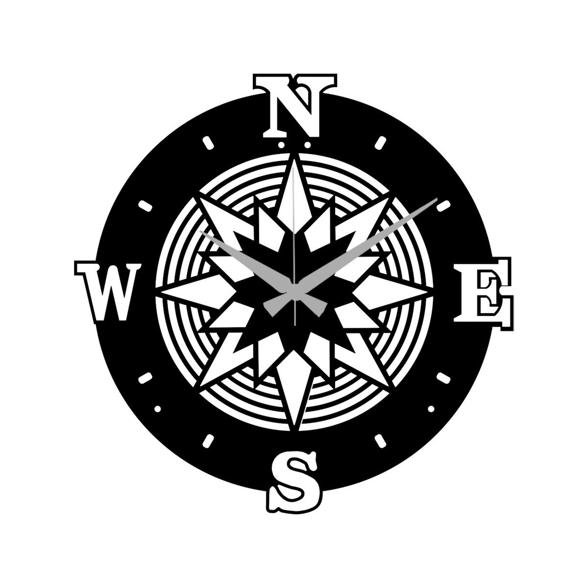 Orologio da Parete Rosa dei Venti 1, Nero, Metallo, 42x0,15x42 cm, DESIGN MANIA