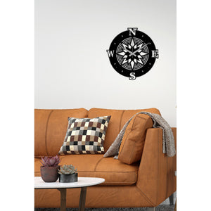 Orologio da Parete Rosa dei Venti 1, Nero, Metallo, 42x0,15x42 cm, DESIGN MANIA