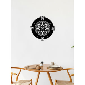 Orologio da Parete Rosa dei Venti 1, Nero, Metallo, 42x0,15x42 cm, DESIGN MANIA