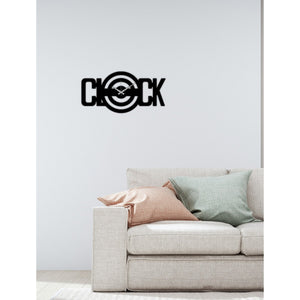 Orologio da Parete Scritta, Nero, Metallo, 50x0,15x25 cm cm, DESIGN MANIA