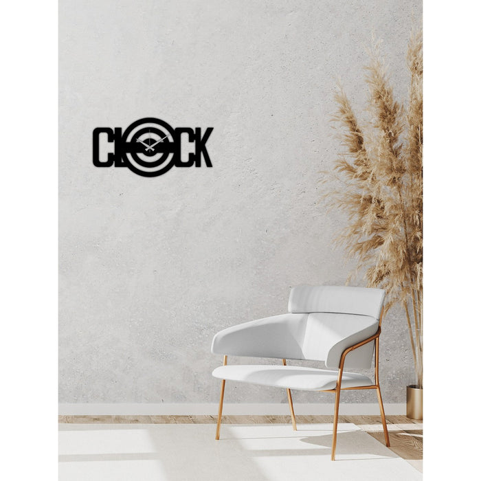 Orologio da Parete Scritta, Nero, Metallo, 50x0,15x25 cm cm, DESIGN MANIA