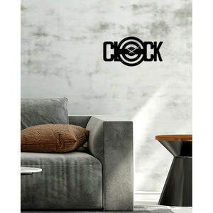 Orologio da Parete Scritta, Nero, Metallo, 50x0,15x25 cm cm, DESIGN MANIA