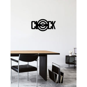 Orologio da Parete Scritta, Nero, Metallo, 50x0,15x25 cm cm, DESIGN MANIA