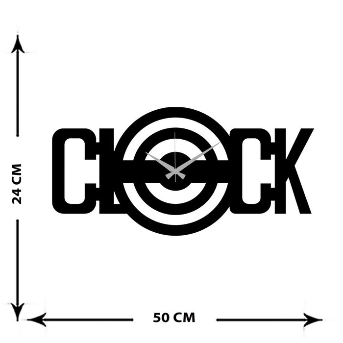 Orologio da Parete Scritta, Nero, Metallo, 50x0,15x25 cm cm, DESIGN MANIA