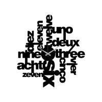 Orologio da Parete Scritte, Nero, Metallo, 50x0,15x54 cm, DESIGN MANIA