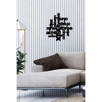 Orologio da Parete Scritte, Nero, Metallo, 50x0,15x54 cm, DESIGN MANIA