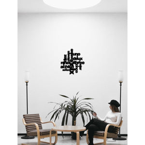 Orologio da Parete Scritte, Nero, Metallo, 50x0,15x54 cm, DESIGN MANIA
