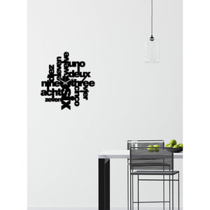 Orologio da Parete Scritte, Nero, Metallo, 50x0,15x54 cm, DESIGN MANIA