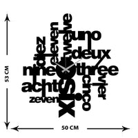 Orologio da Parete Scritte, Nero, Metallo, 50x0,15x54 cm, DESIGN MANIA