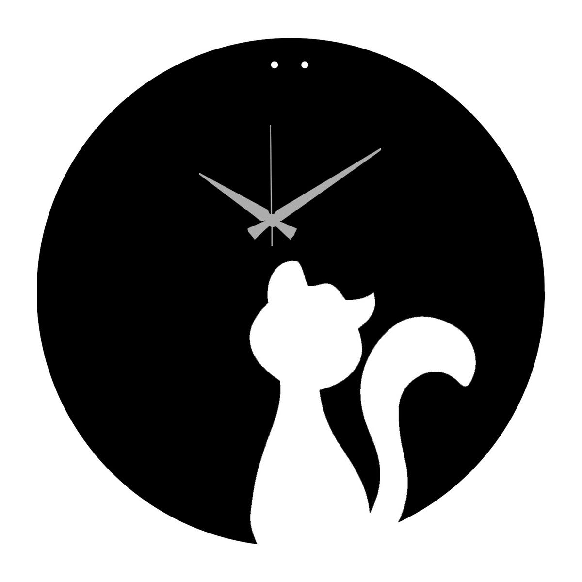 Orologio da Parete Gatto 1, Nero, Metallo, 42x0,15x42 cm, DESIGN MANIA