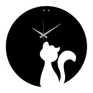 Orologio da Parete Gatto 1, Nero, Metallo, 42x0,15x42 cm, DESIGN MANIA