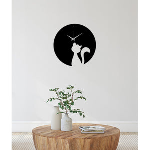 Orologio da Parete Gatto 1, Nero, Metallo, 42x0,15x42 cm, DESIGN MANIA