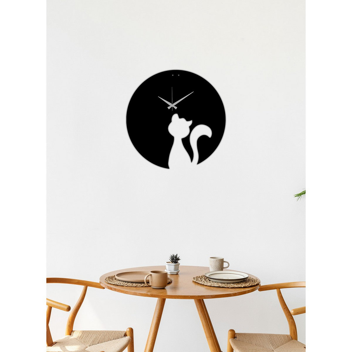Orologio da Parete Gatto 1, Nero, Metallo, 42x0,15x42 cm, DESIGN MANIA