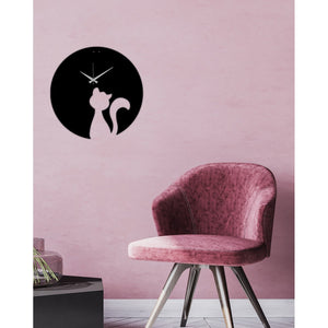 Orologio da Parete Gatto 1, Nero, Metallo, 42x0,15x42 cm, DESIGN MANIA