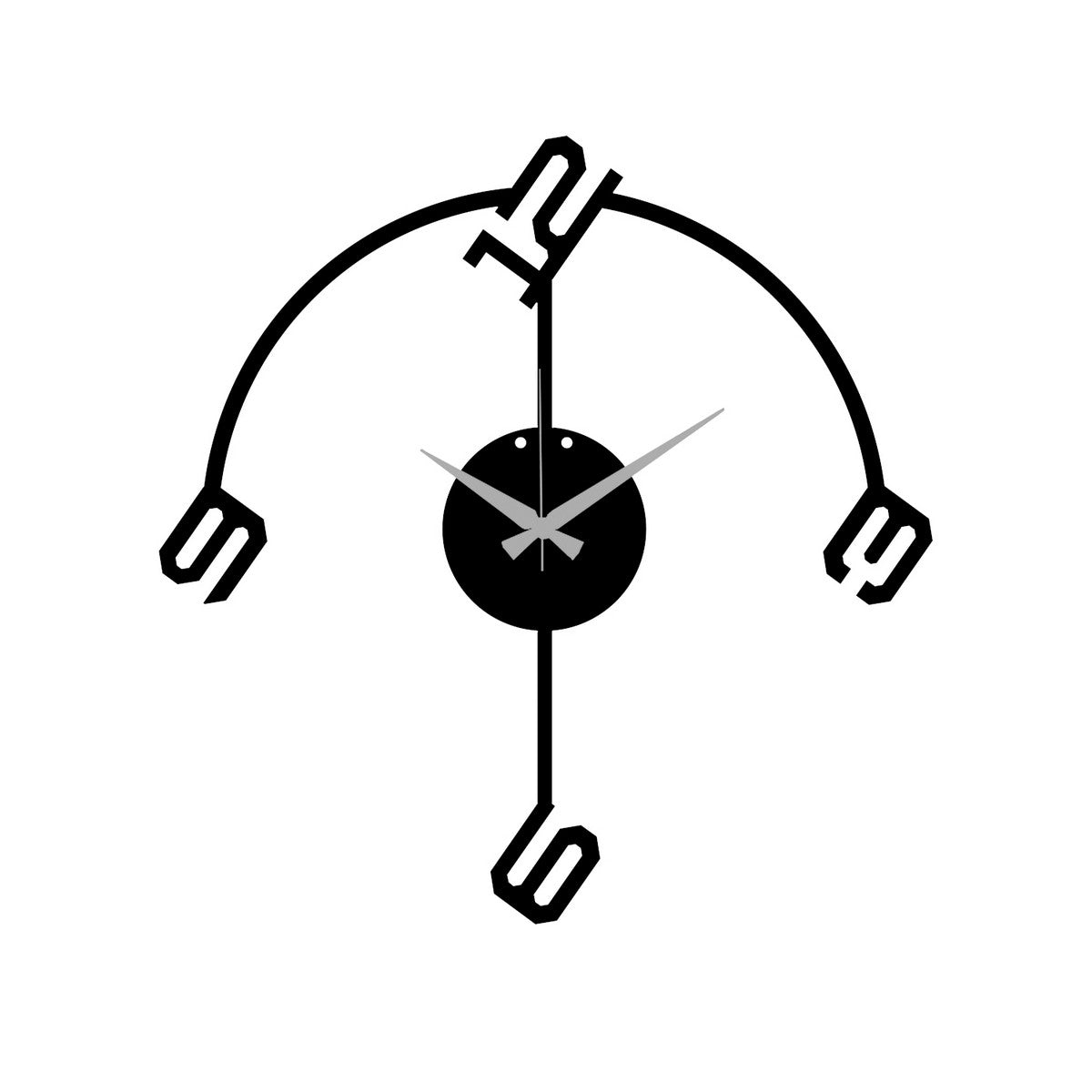 Orologio da Parete Numeri 8, Nero, Metallo, 42x0,15x43 cm, DESIGN MANIA