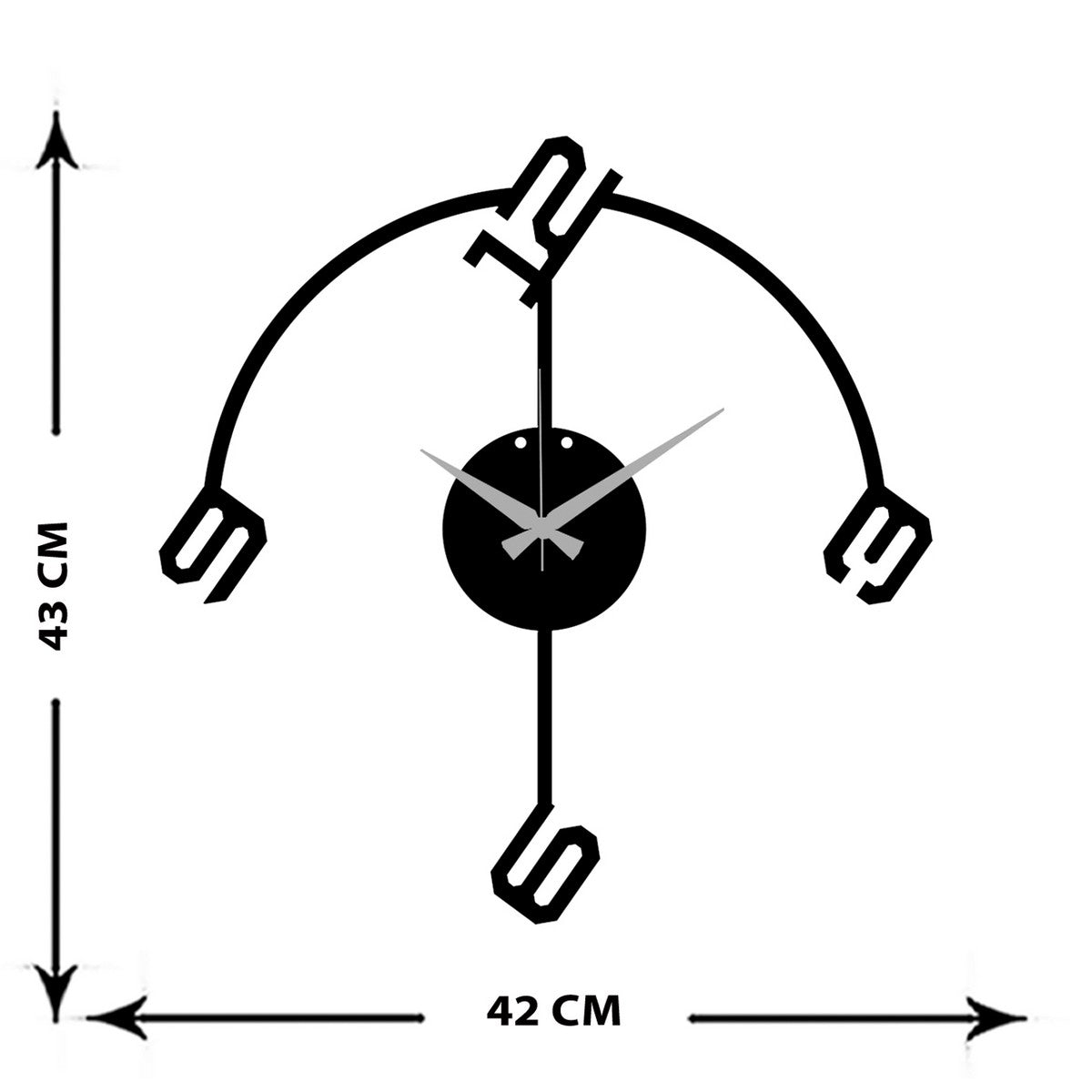 Orologio da Parete Numeri 8, Nero, Metallo, 42x0,15x43 cm, DESIGN MANIA