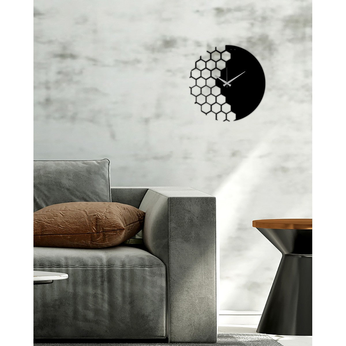 Orologio da Parete Geometrico 29, Nero, Metallo, 50x0,15x50 cm, DESIGN MANIA