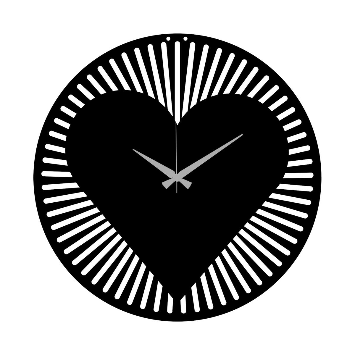 Orologio da Parete Cuore 1, Nero, Metallo, 42x0,15x42 cm, DESIGN MANIA