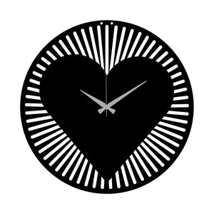 Orologio da Parete Cuore 1, Nero, Metallo, 42x0,15x42 cm, DESIGN MANIA