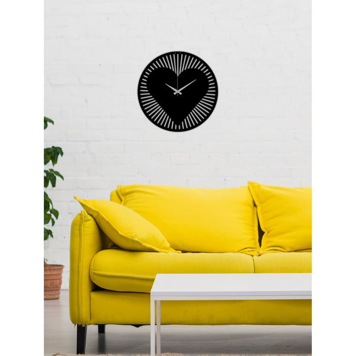 Orologio da Parete Cuore 1, Nero, Metallo, 42x0,15x42 cm, DESIGN MANIA